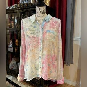 Y2K Fang Watercolor Sheer Blouse